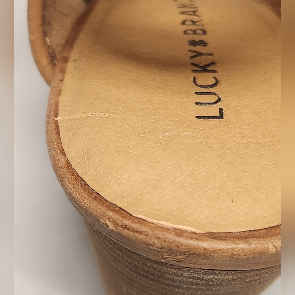 Lucky Brand Women’s 10 Hatoraa Slingback Peep Toe Sandal Heel - Picture 8 of 16